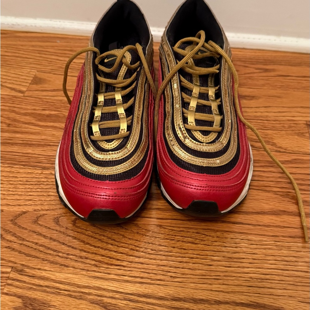 Nike Air Max 97 Red, Black and Gold Sequin Sneakers